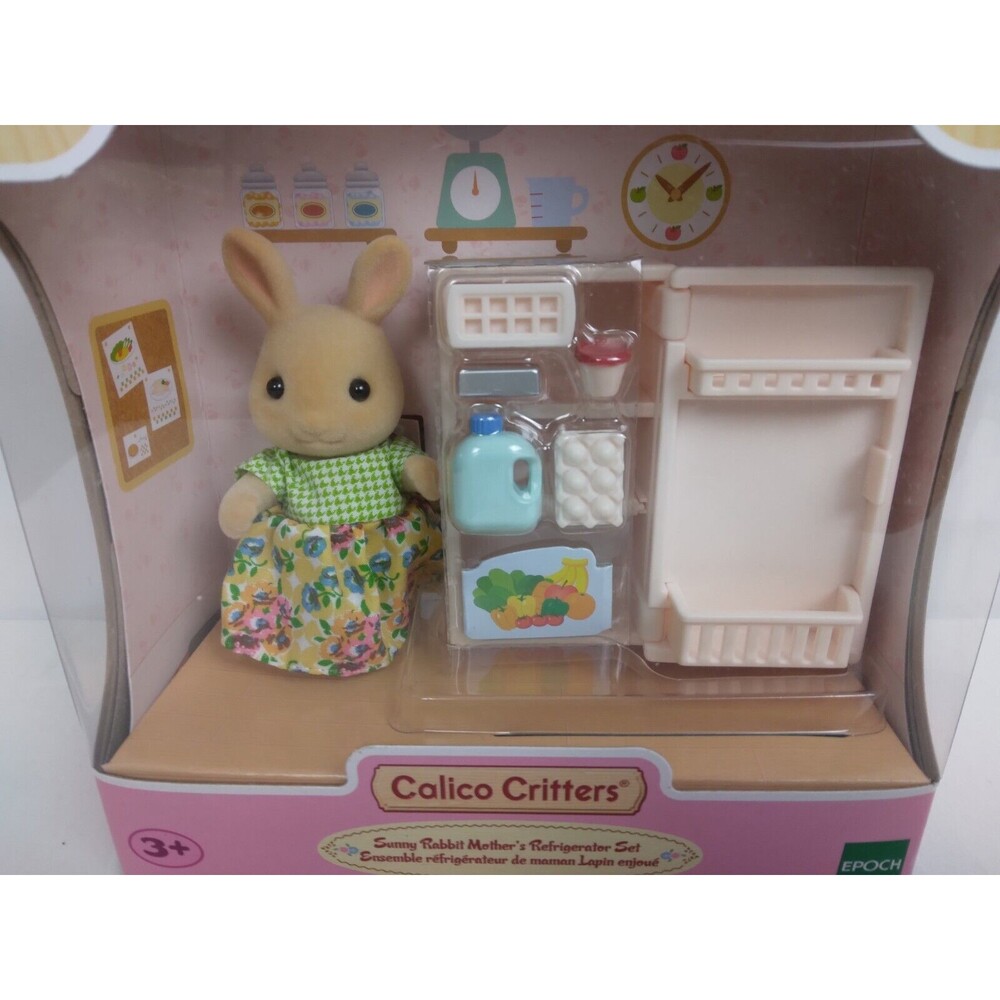 Calico Critters Sunny Rabbit Mother’s Refrigerator Set Kitchen Accessory Epoch - Picture 2 of 5